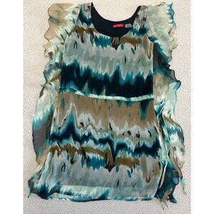 LINQ Los Angeles Silk Dress Tunic Top Tie Dye Belted Adjustable